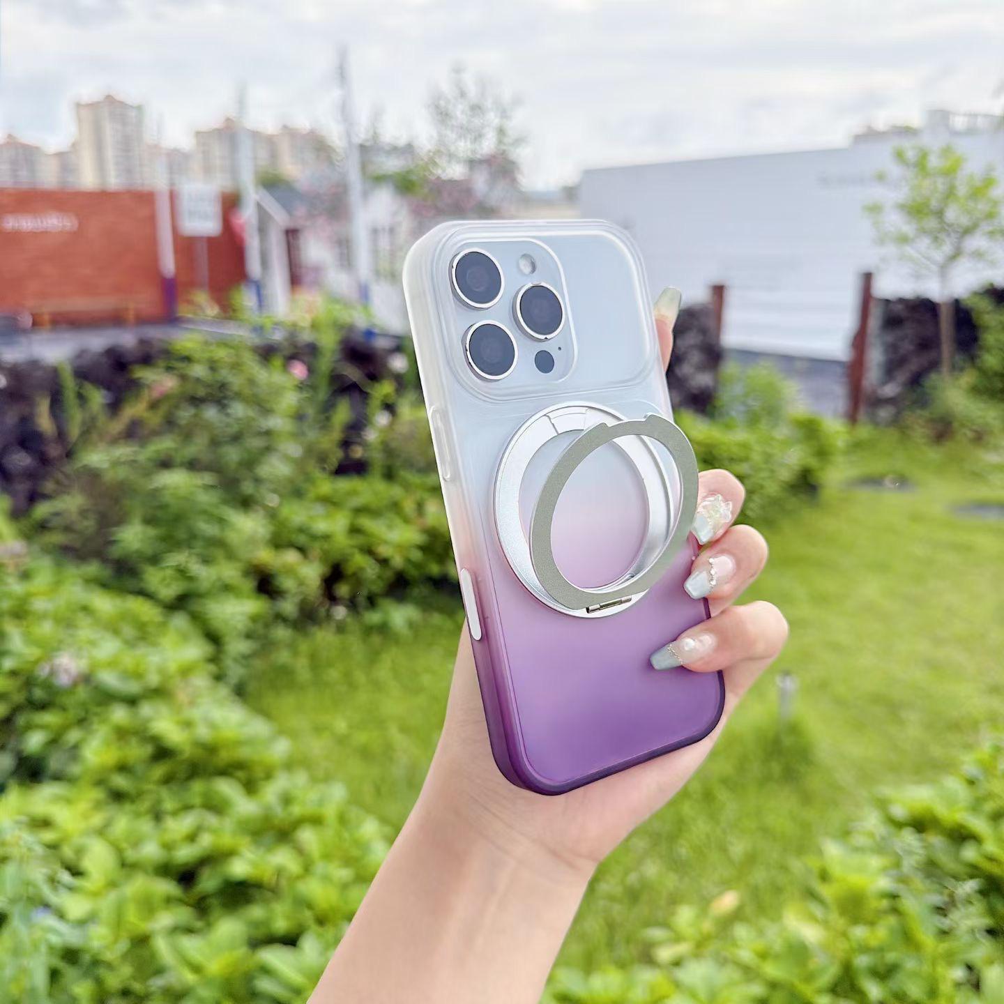 Gradient Matte iPhone Case with 360° Rotating Magnetic Kickstand for iPhone 11-18 Series