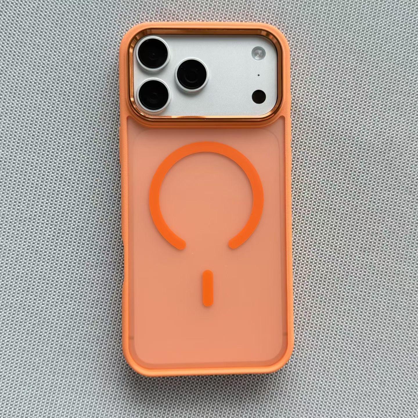 Leather-Textured Bumper Magnetic Case with Metallic Camera Frame for iPhone 18 17 Pro Max | Frosted Matte Back Anti-Slip MagSafe Cover