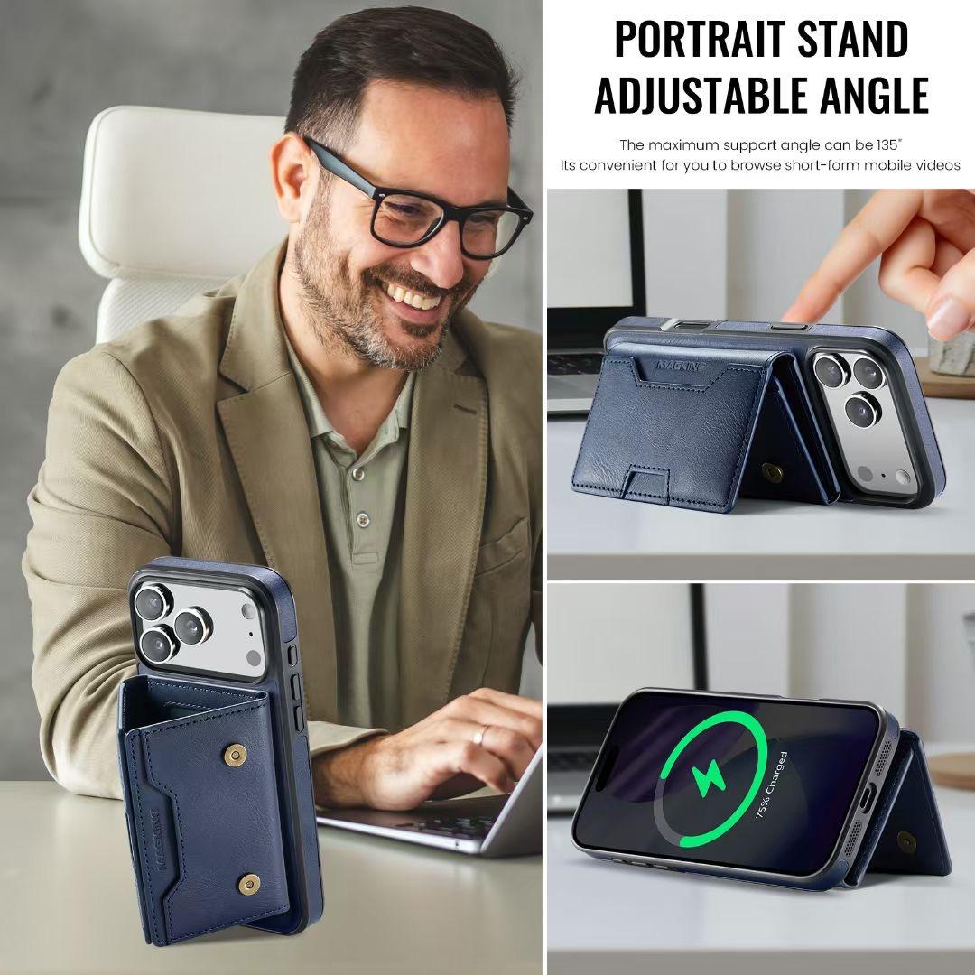 Detachable MagSafe Wallet Case – Multi-Angle Kickstand & RFID Protection