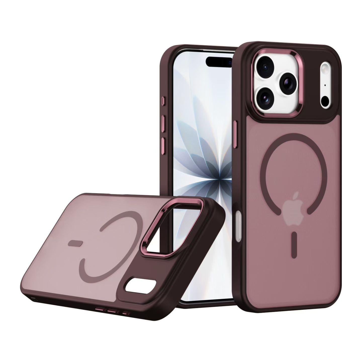 Skin-Feel Eagle Eye Magnetic Protective Case with Metal Buttons for iPhone 16 Series-iPhone18 Series , Slim Matte Anti-Fingerprint MagSafe Cover