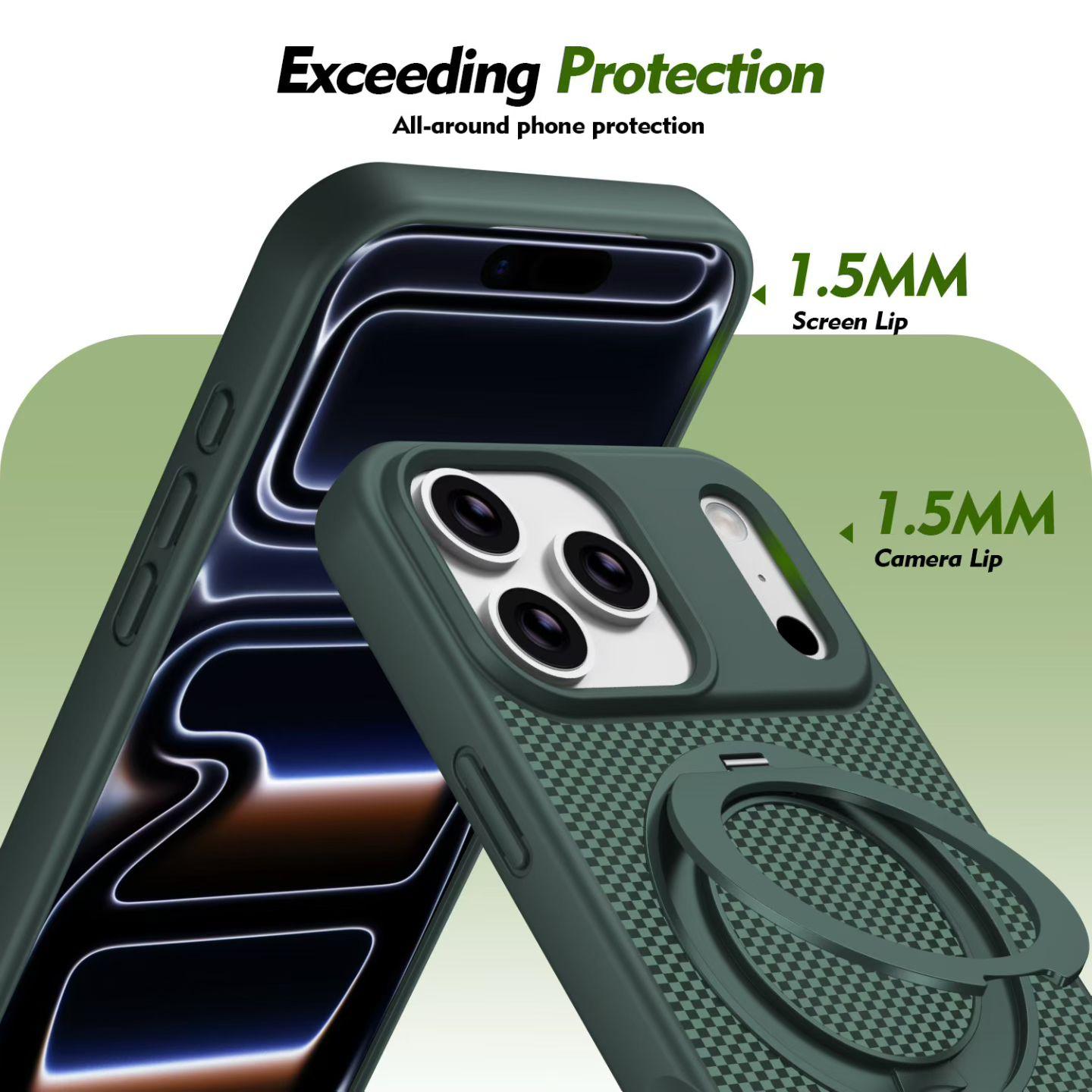 18 Carbon Magnetic Bracket Series Case for iPhone | Carbon Fiber Texture Slim Shockproof Cover with Built-in Invisible Kickstand & MagSafe Support