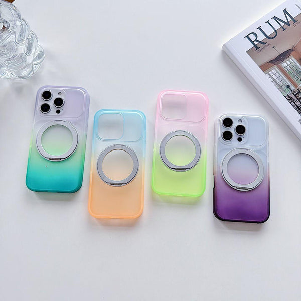 Gradient Matte iPhone Case with 360° Rotating Magnetic Kickstand for iPhone 11-18 Series