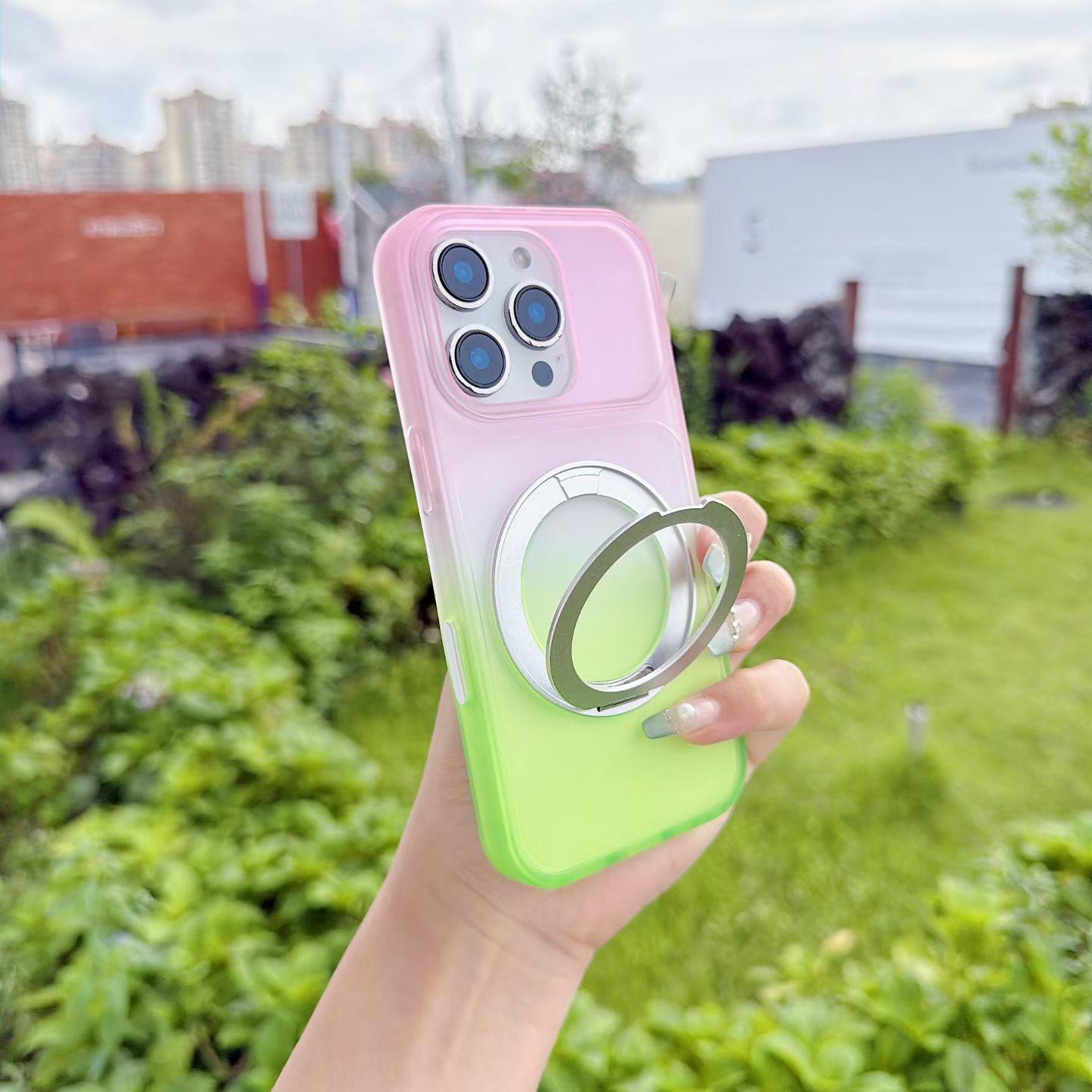 Gradient Matte iPhone Case with 360° Rotating Magnetic Kickstand for iPhone 11-18 Series