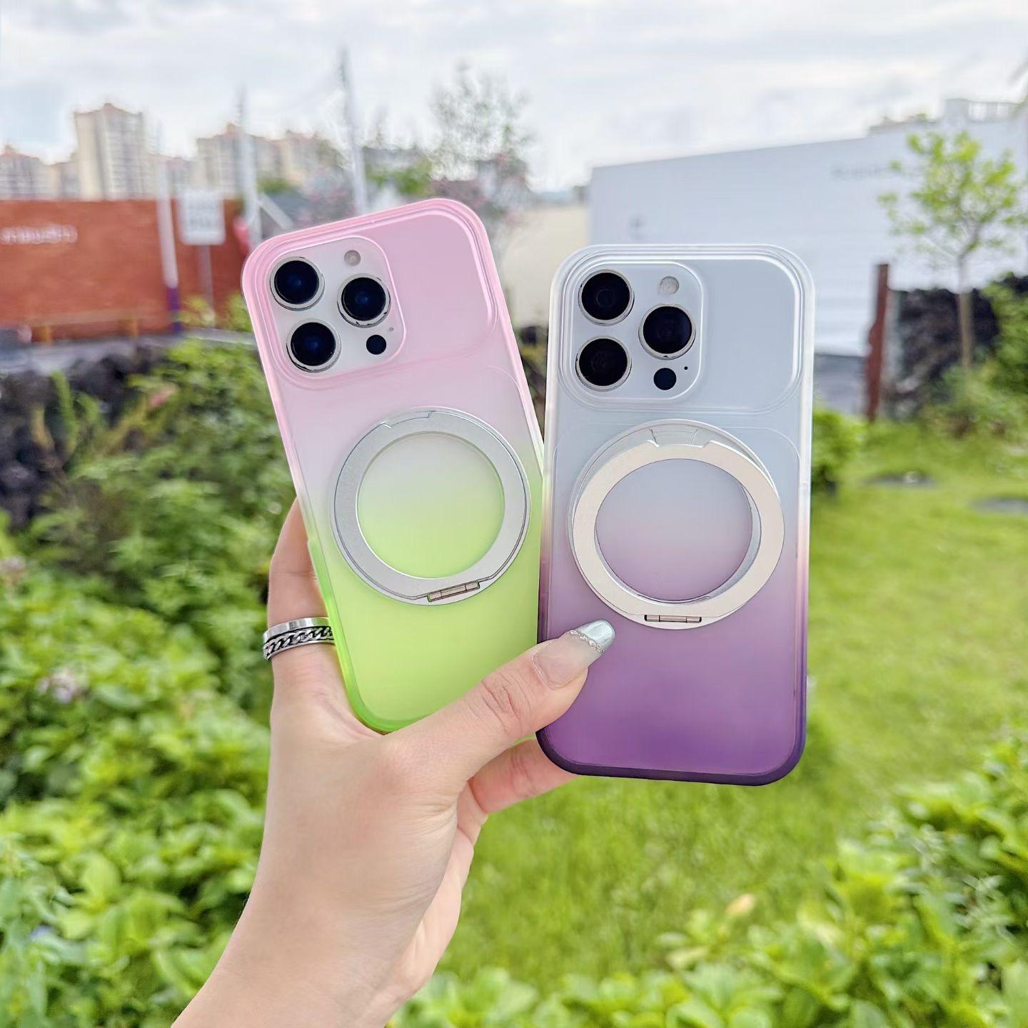Gradient Matte iPhone Case with 360° Rotating Magnetic Kickstand for iPhone 11-18 Series