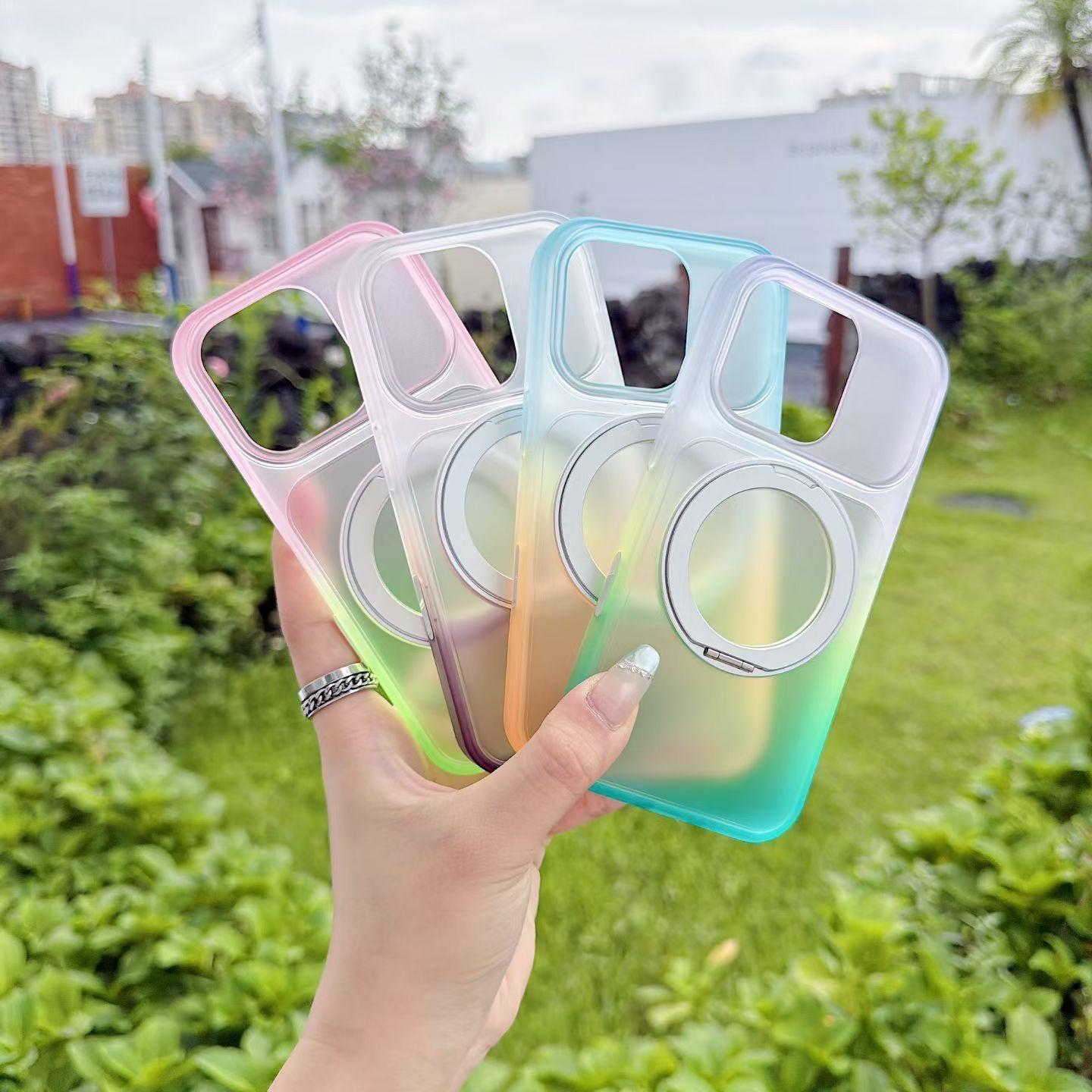 Gradient Matte iPhone Case with 360° Rotating Magnetic Kickstand for iPhone 11-18 Series