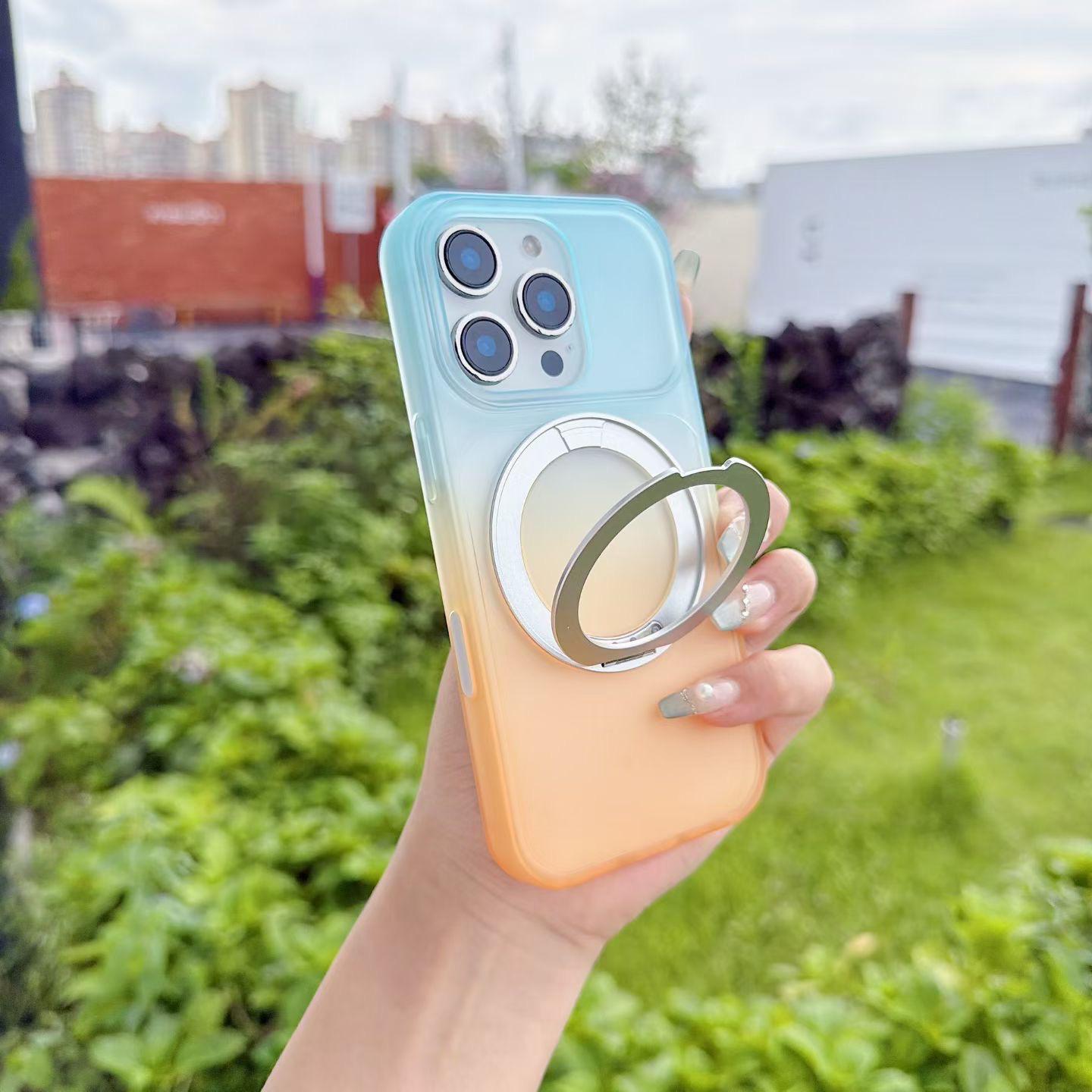 Gradient Matte iPhone Case with 360° Rotating Magnetic Kickstand for iPhone 11-18 Series