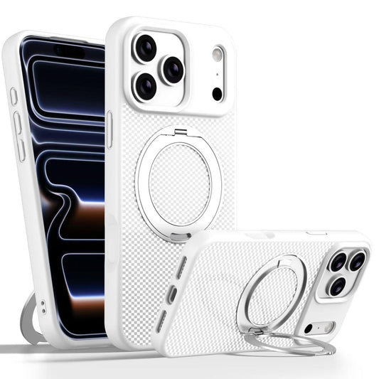 18 Carbon Magnetic Bracket Series Case for iPhone | Carbon Fiber Texture Slim Shockproof Cover with Built-in Invisible Kickstand & MagSafe Support