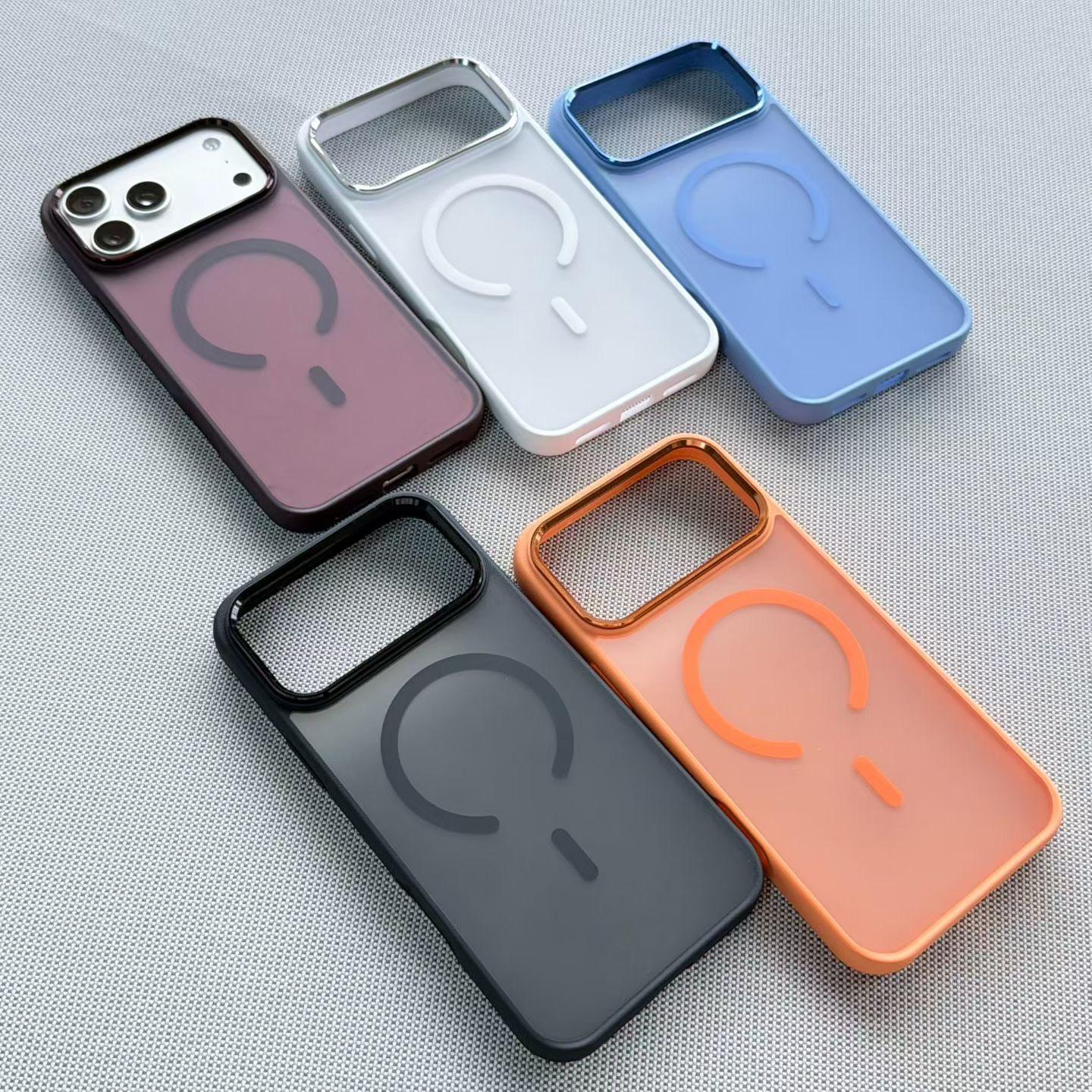 Leather-Textured Bumper Magnetic Case with Metallic Camera Frame for iPhone 18 17 Pro Max | Frosted Matte Back Anti-Slip MagSafe Cover