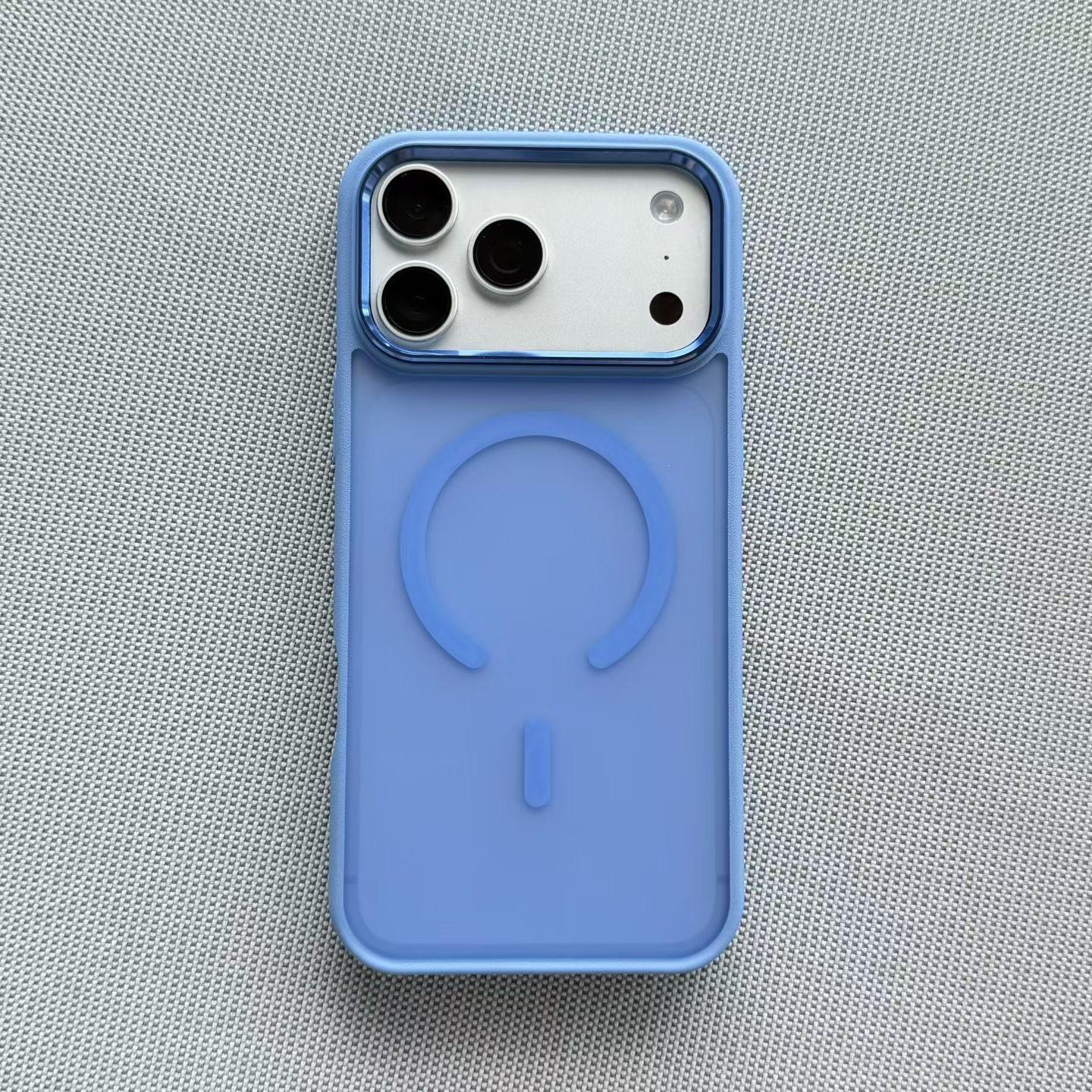 Leather-Textured Bumper Magnetic Case with Metallic Camera Frame for iPhone 18 17 Pro Max | Frosted Matte Back Anti-Slip MagSafe Cover