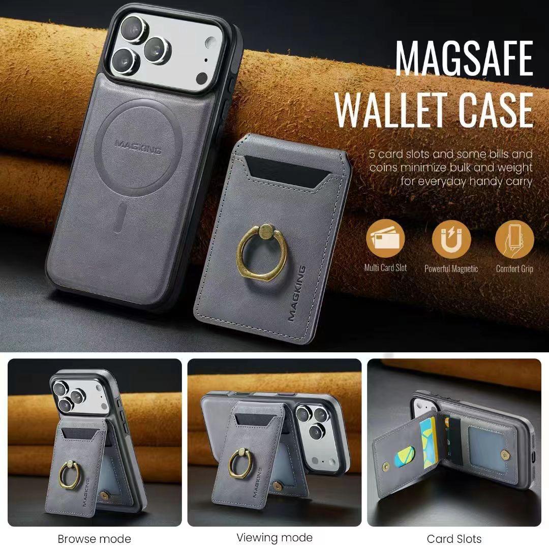 Detachable MagSafe Wallet Case – Multi-Angle Kickstand & RFID Protection