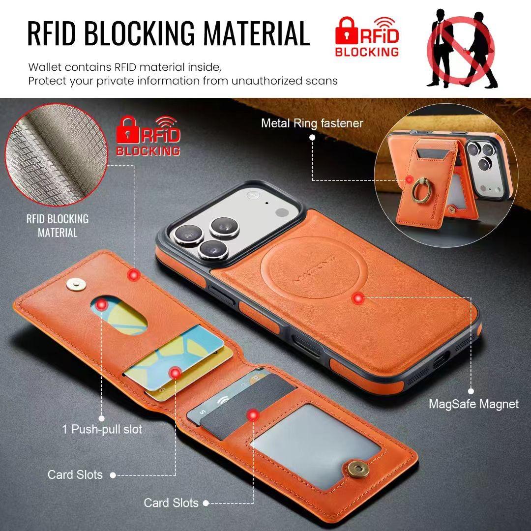 Detachable MagSafe Wallet Case – Multi-Angle Kickstand & RFID Protection