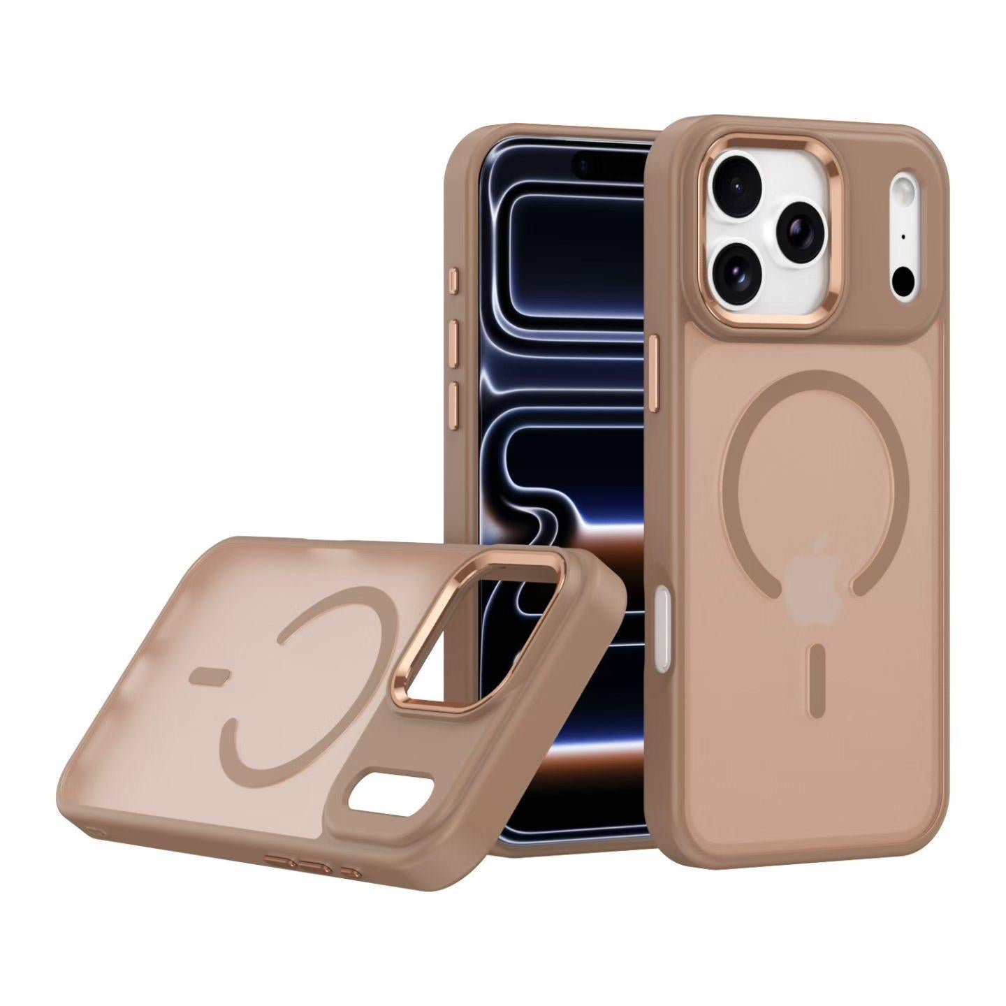 Skin-Feel Eagle Eye Magnetic Protective Case with Metal Buttons for iPhone 16 Series-iPhone18 Series , Slim Matte Anti-Fingerprint MagSafe Cover