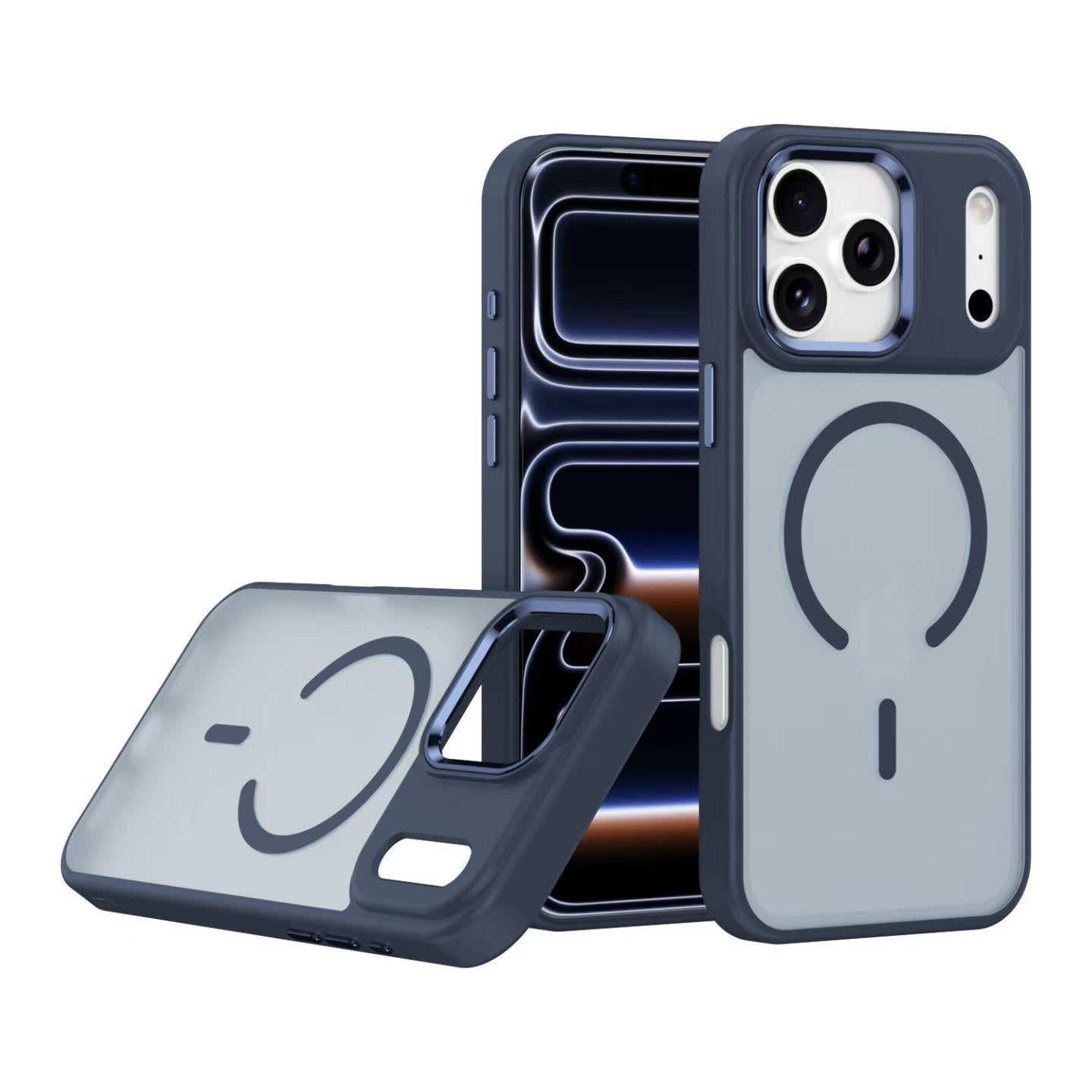 Skin-Feel Eagle Eye Magnetic Protective Case with Metal Buttons for iPhone 16 Series-iPhone18 Series , Slim Matte Anti-Fingerprint MagSafe Cover