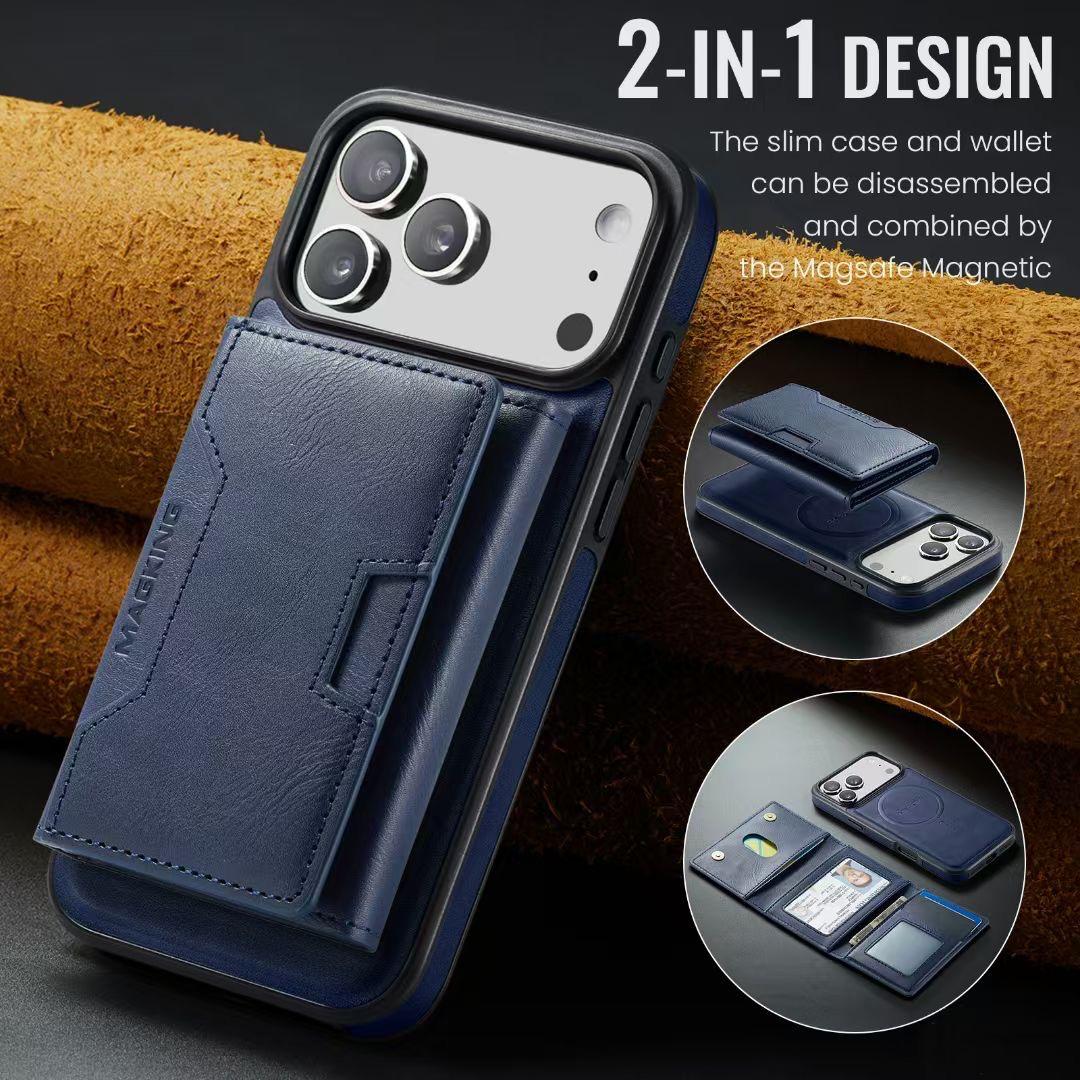 Detachable MagSafe Wallet Case – Multi-Angle Kickstand & RFID Protection