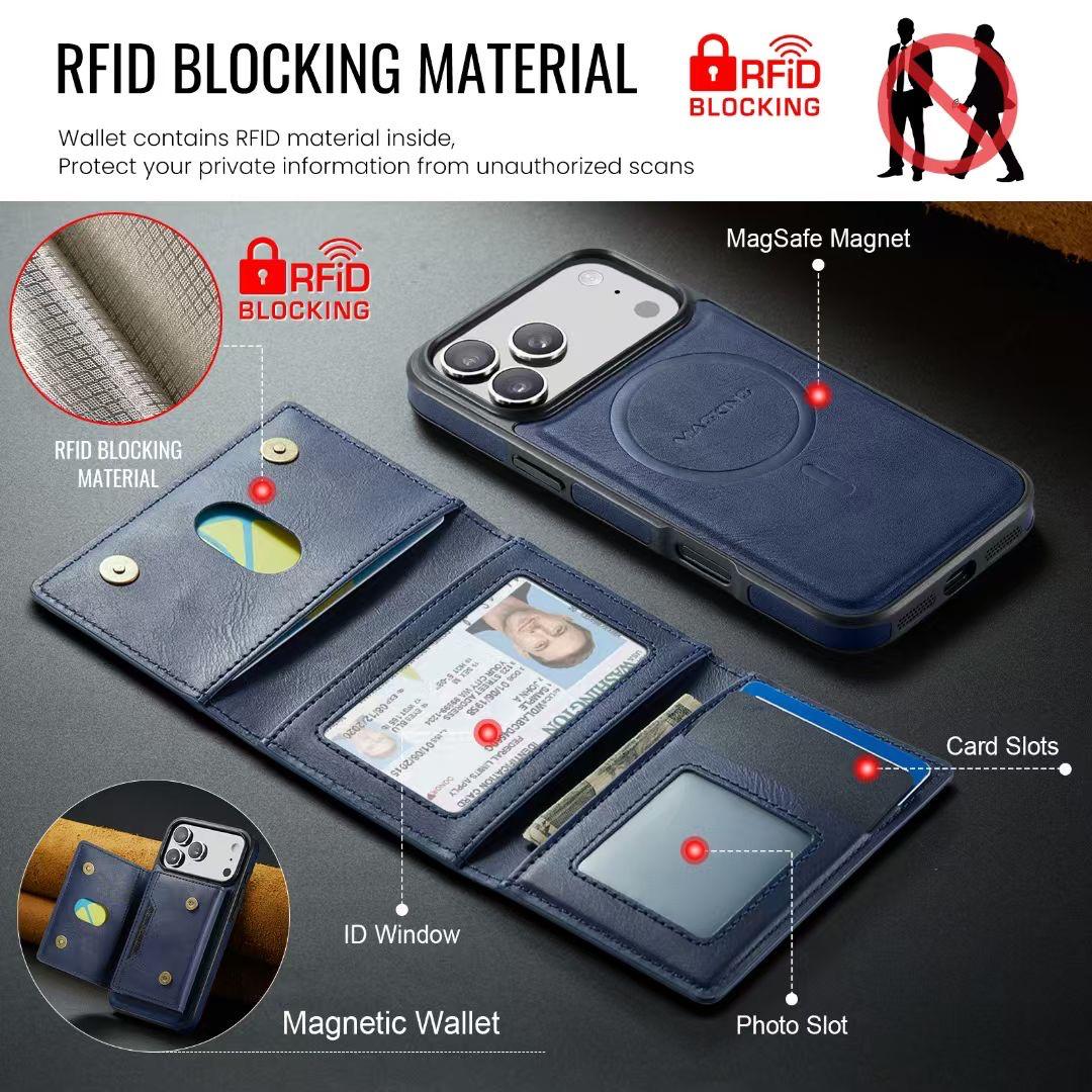 Detachable MagSafe Wallet Case – Multi-Angle Kickstand & RFID Protection