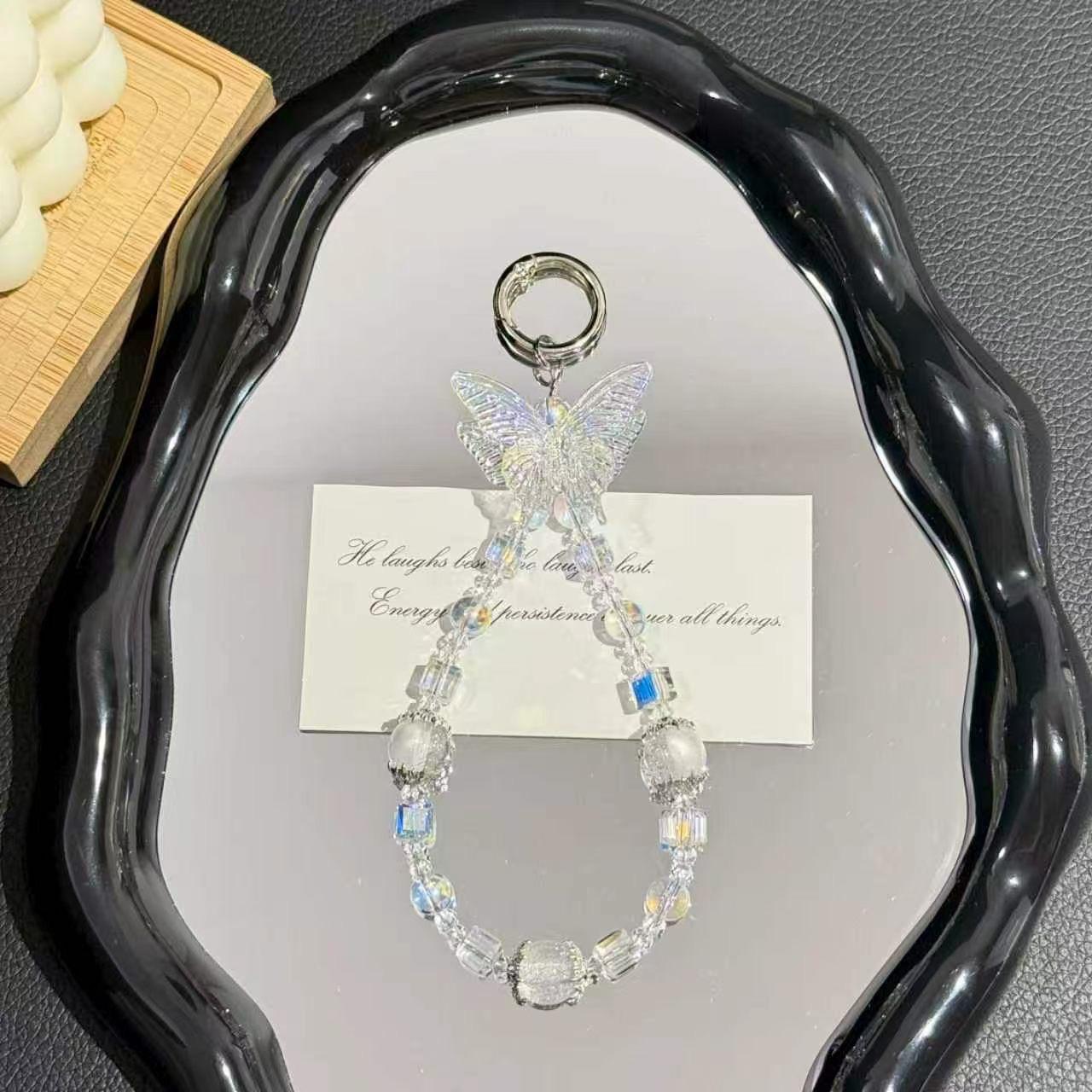 Iridium Dream Butterfly Beaded Phone Charm &amp; Wrist Strap