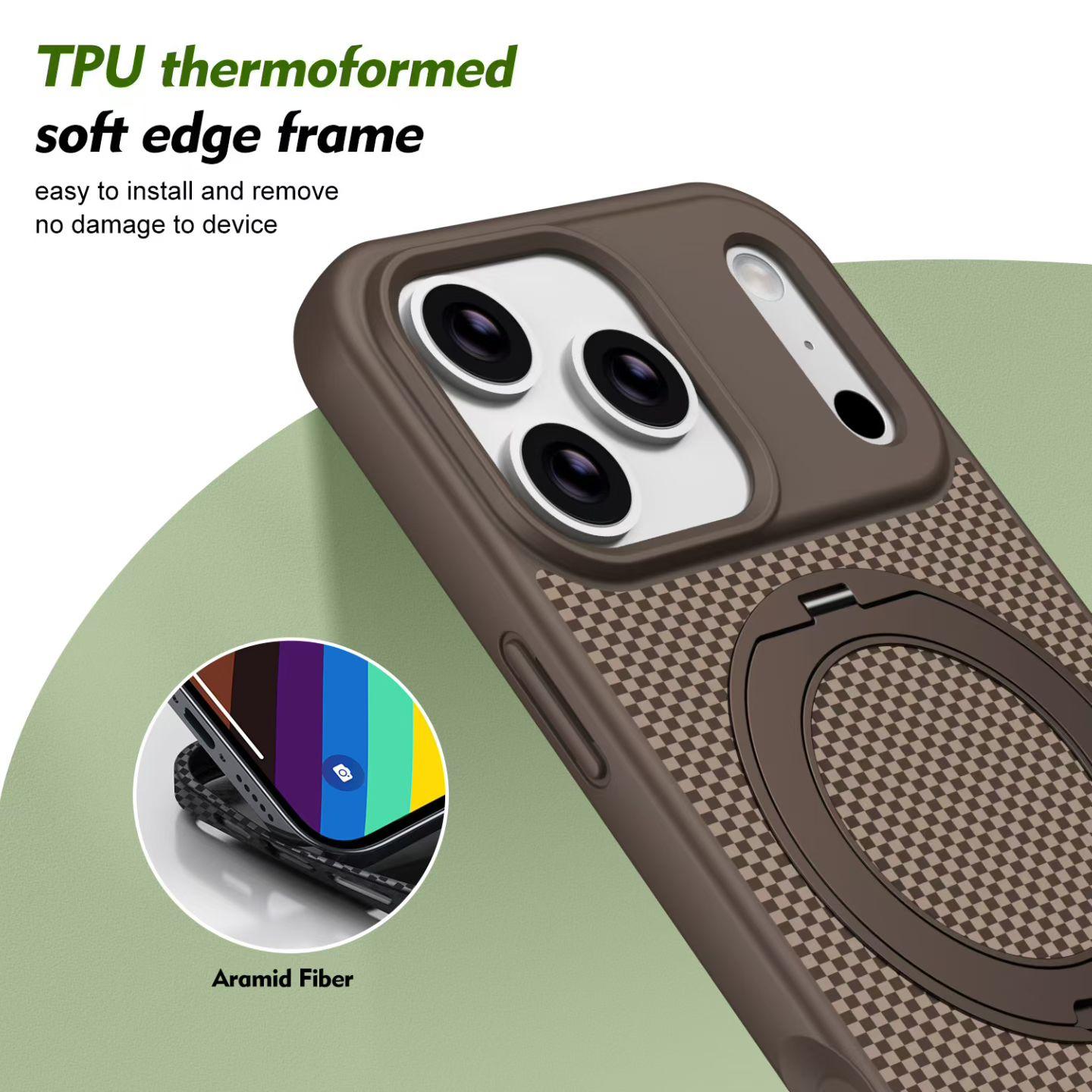 18 Carbon Magnetic Bracket Series Case for iPhone | Carbon Fiber Texture Slim Shockproof Cover with Built-in Invisible Kickstand & MagSafe Support